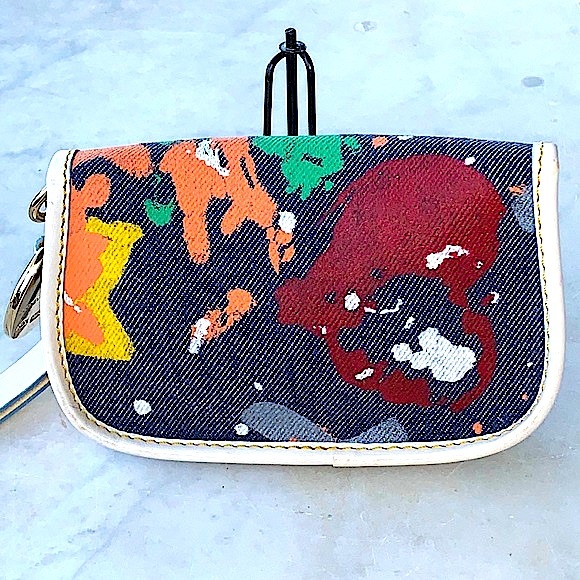 DOONEY & BOURKE WRISTLET BLUE JEAN GREEN ORANGE RED YELLOW PAINT LEATHER Y2K - Picture 4 of 9